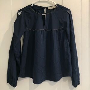 Navy blouse with gold detail